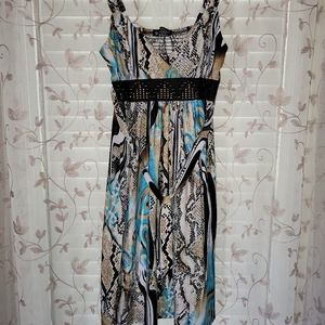 Studio West L/XL animal print dress A line v neck